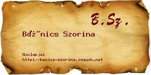 Bénics Szorina névjegykártya